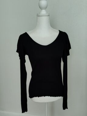 We The Free Ruffle Shoulder Long Sleeve Ribbed Tee